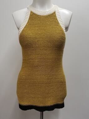 Anthropologie Moth Mustard Yellow Knit Racerback Tank Women's Small
